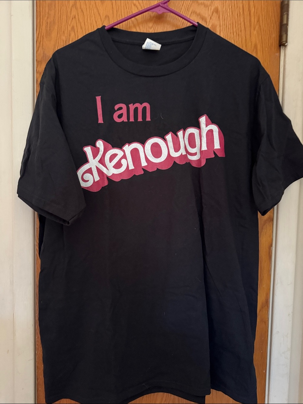 I Am Kenough Graphic Kids Tee - Black with Pink Print